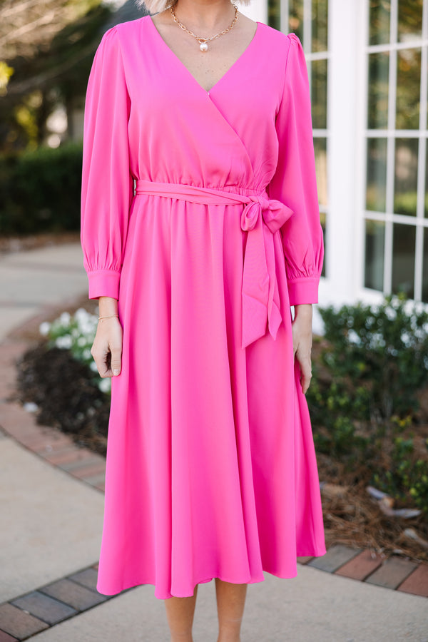 Classy Fuchsia Pink Midi Dress Classy Fuchsia Pink Midi Dress