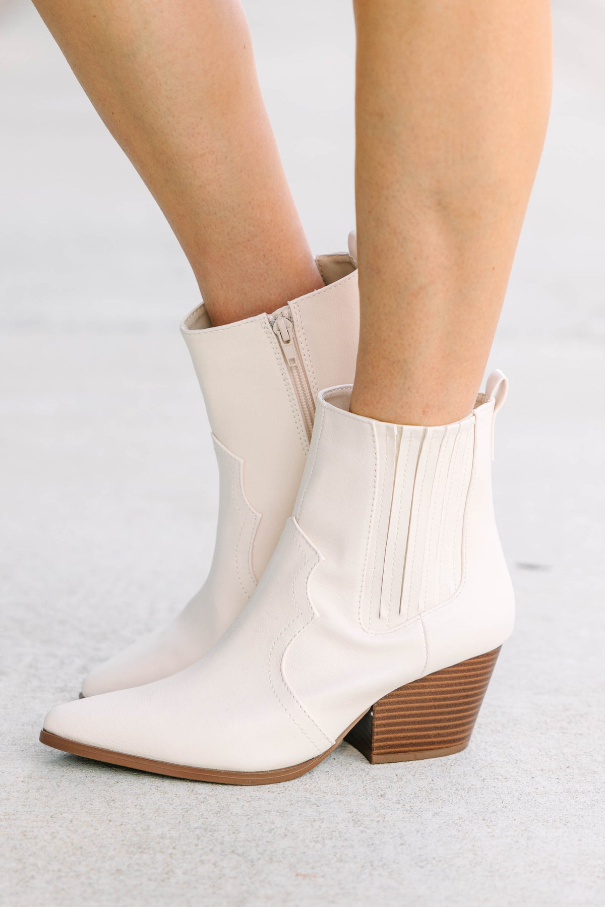 Take A Look Cream White Cowboy Booties – Shop the Mint