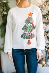 All Is Bright White Sequin Sweater
