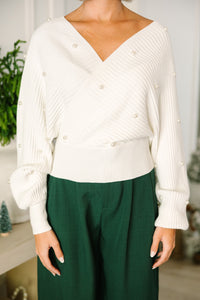 Secret's Out Ivory White Embellished Sweater