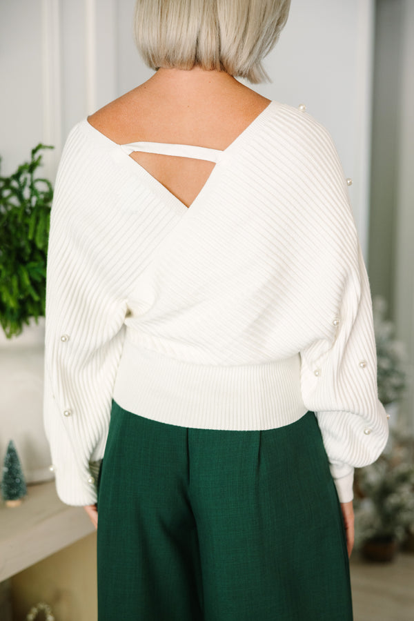 Secret's Out Ivory White Embellished Sweater