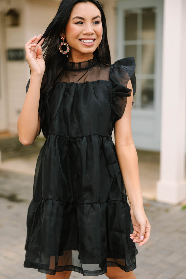 womens ruffle dress Keep Watch Black Ruffled Dress – Shop the Mint