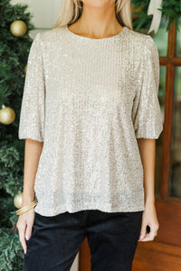 Under The Lights Gold Sequin Blouse