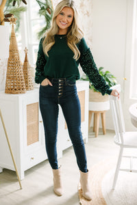 Don't Think Twice Emerald Green Sequin Sweater - Bold Sweaters