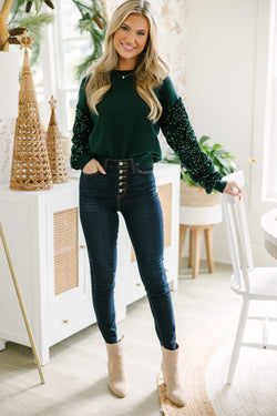 Don't Think Twice Emerald Green Sequin Sweater - Bold Sweaters – Shop ...