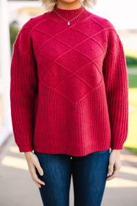 More Than You Know Burgundy Red Mock Neck Sweater