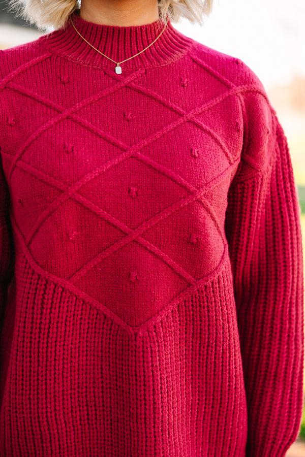 More Than You Know Burgundy Red Mock Neck Sweater