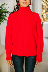 Start The Conversation Red Fringe Sweater