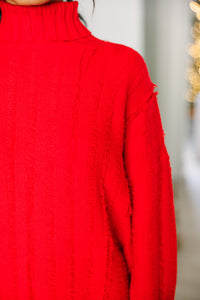 Start The Conversation Red Fringe Sweater