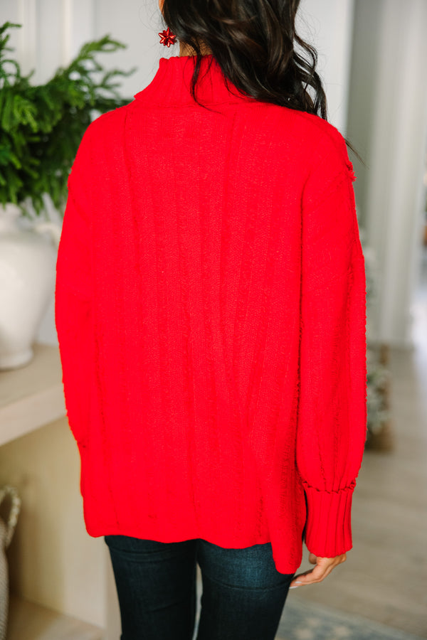Start The Conversation Red Fringe Sweater