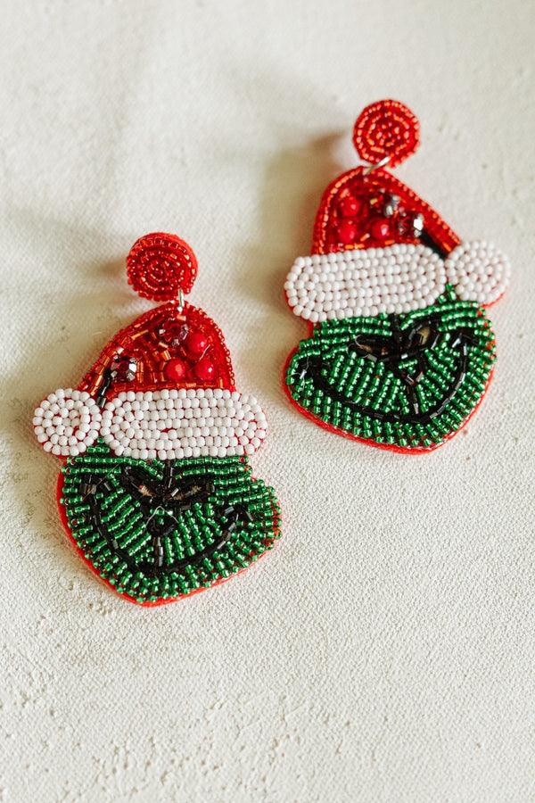 The Grinch Green Beaded Earrings