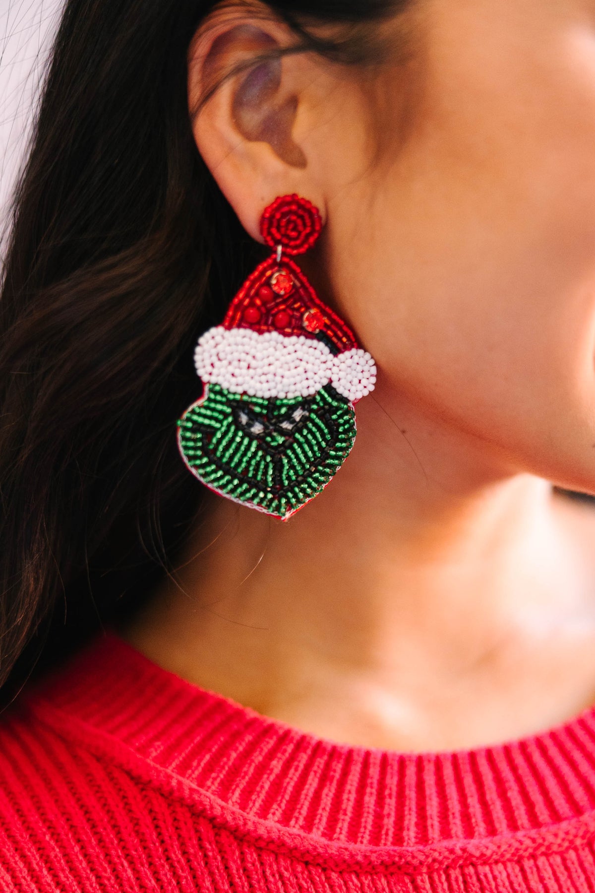 The Grinch Green Beaded Earrings Shop the Mint