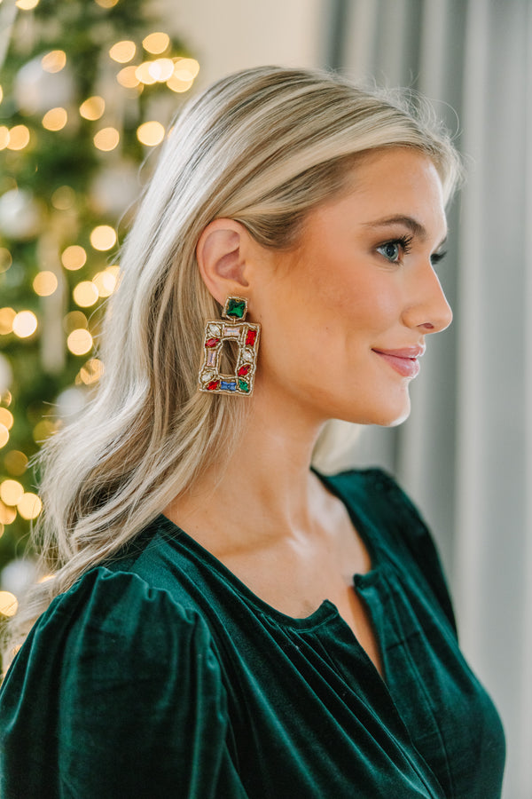 rhinestone earrings, beaded holiday earrings, boutique holiday earrings, boutique holiday jewelry 