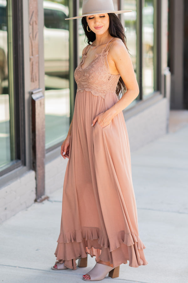 Feminine Clay Orange Crochet Maxi Dress - Chic Maxi Dresses – Shop the Mint