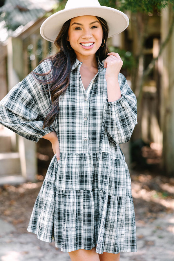 Give You Everything Black Plaid Dress