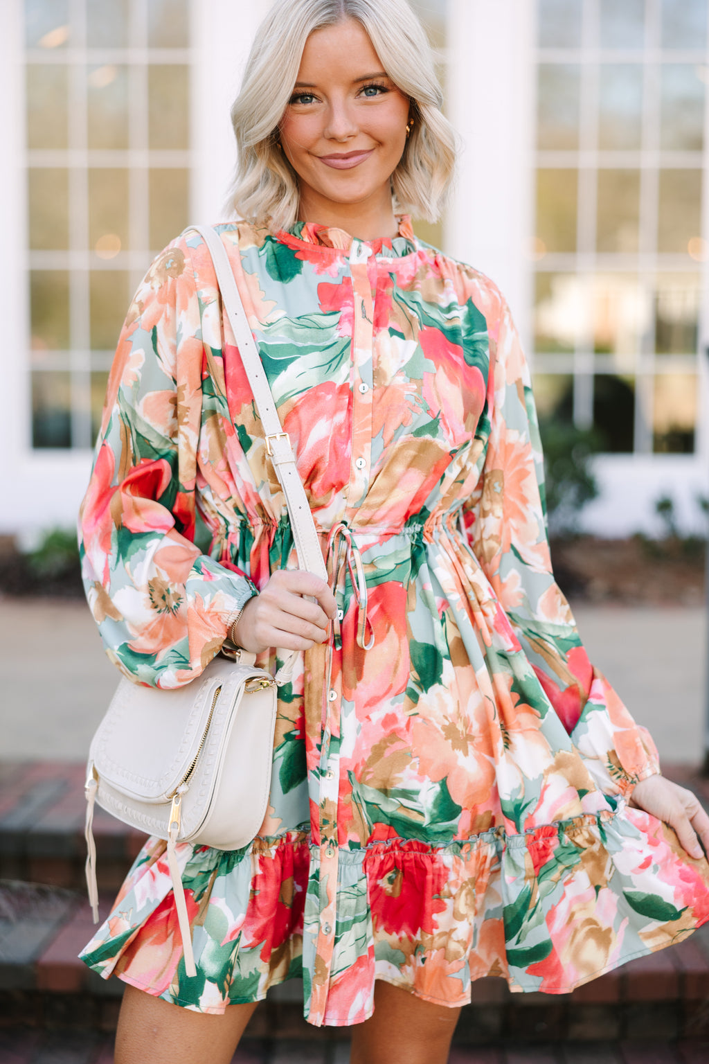 On Your Way Sage Green Floral Dress, Large - The Mint Julep Boutique