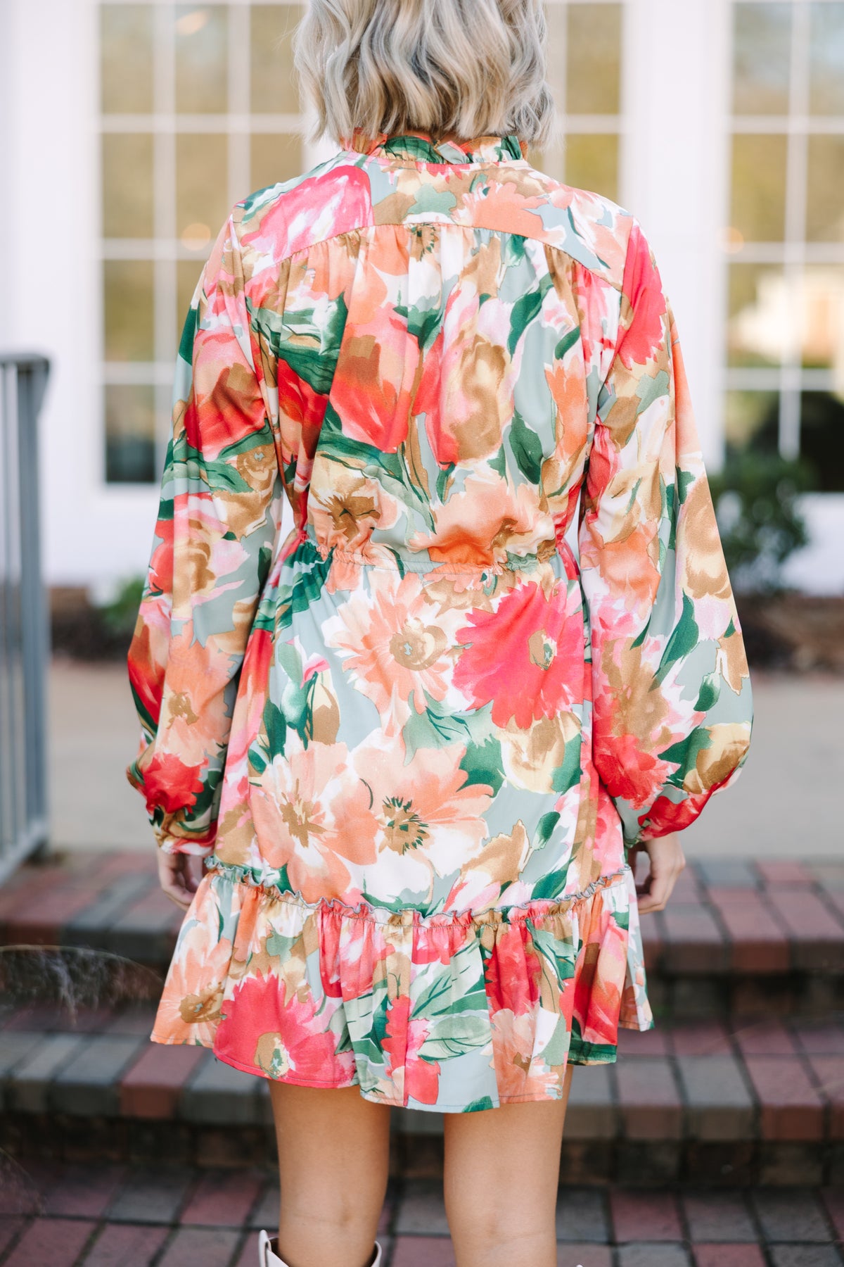 Feminine Sage Green Floral Dress