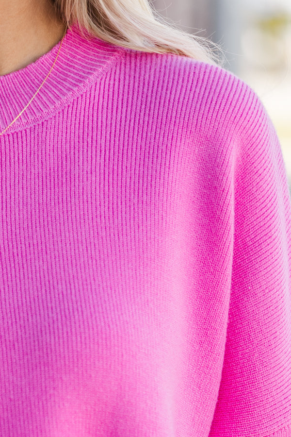 Perfectly You Candy Pink Mock Neck Sweater