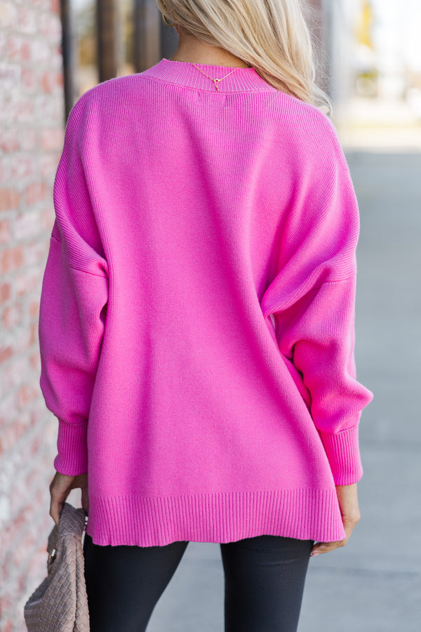 Perfectly You Candy Pink Mock Neck Sweater