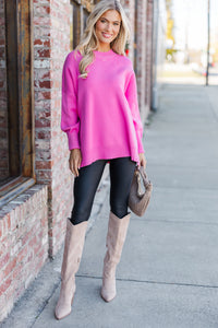 Perfectly You Candy Pink Mock Neck Sweater