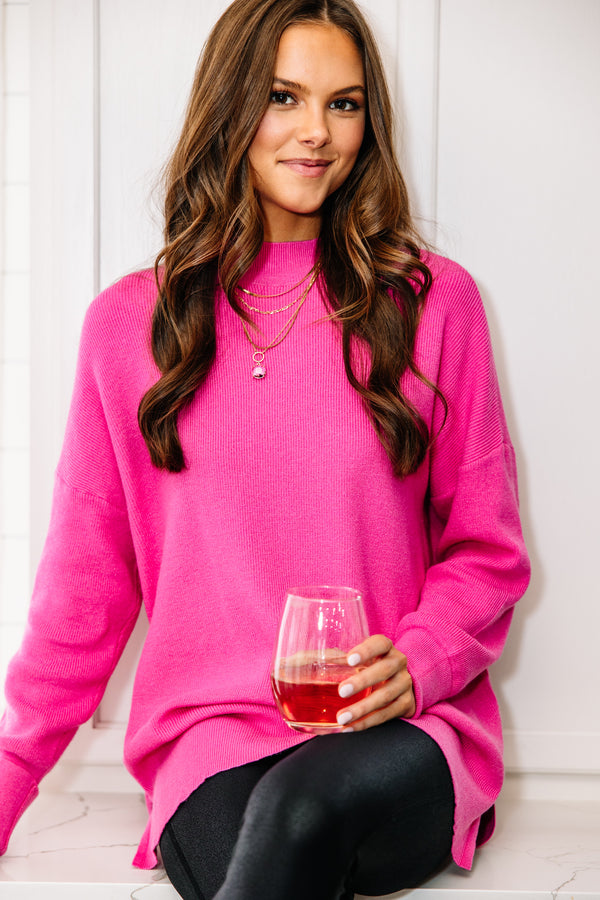 Perfectly You Magenta Pink Mock Neck Sweater – Shop the Mint