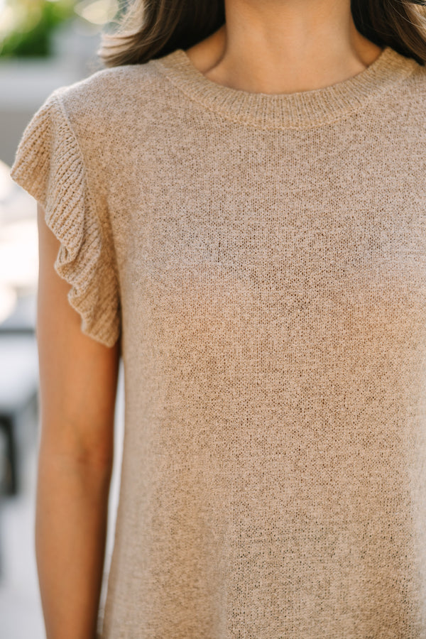 loose knit top, ruffled tops, neutral tops, boutique tops