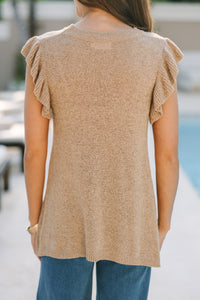 Certain Joy Taupe Brown Knit Top