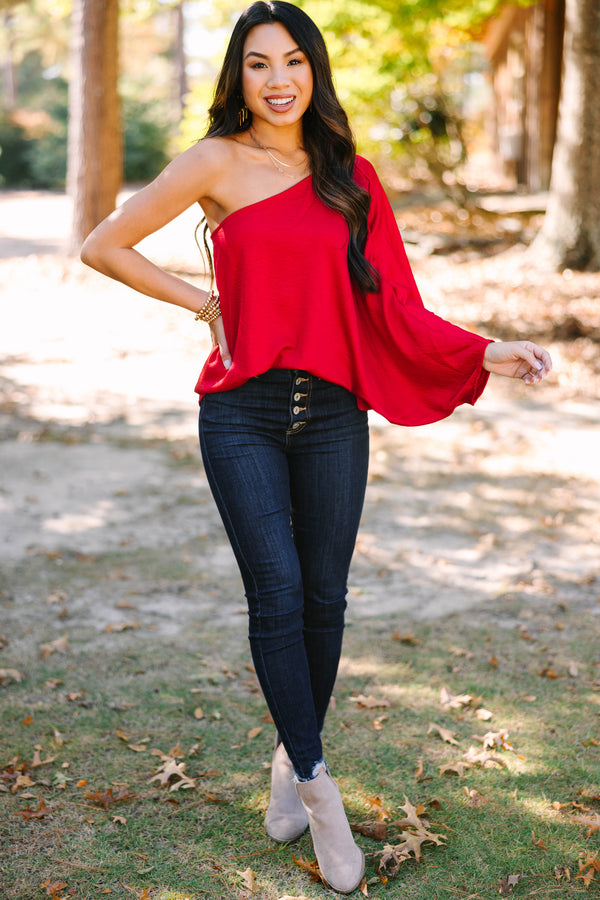 Go Where You Choose Red One Shoulder Top Shop the Mint Go Where You Choose Red One Shoulder Top Shop the Mint