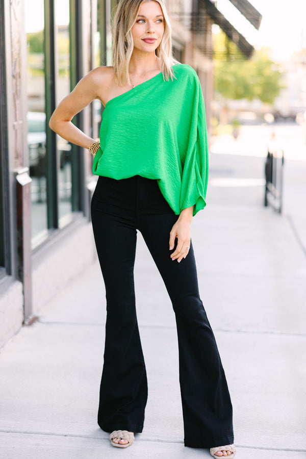 Go Where You Choose Kelly Green One Shoulder Top Shop the Mint Go Where You Choose Kelly Green One Shoulder Top Shop the Mint