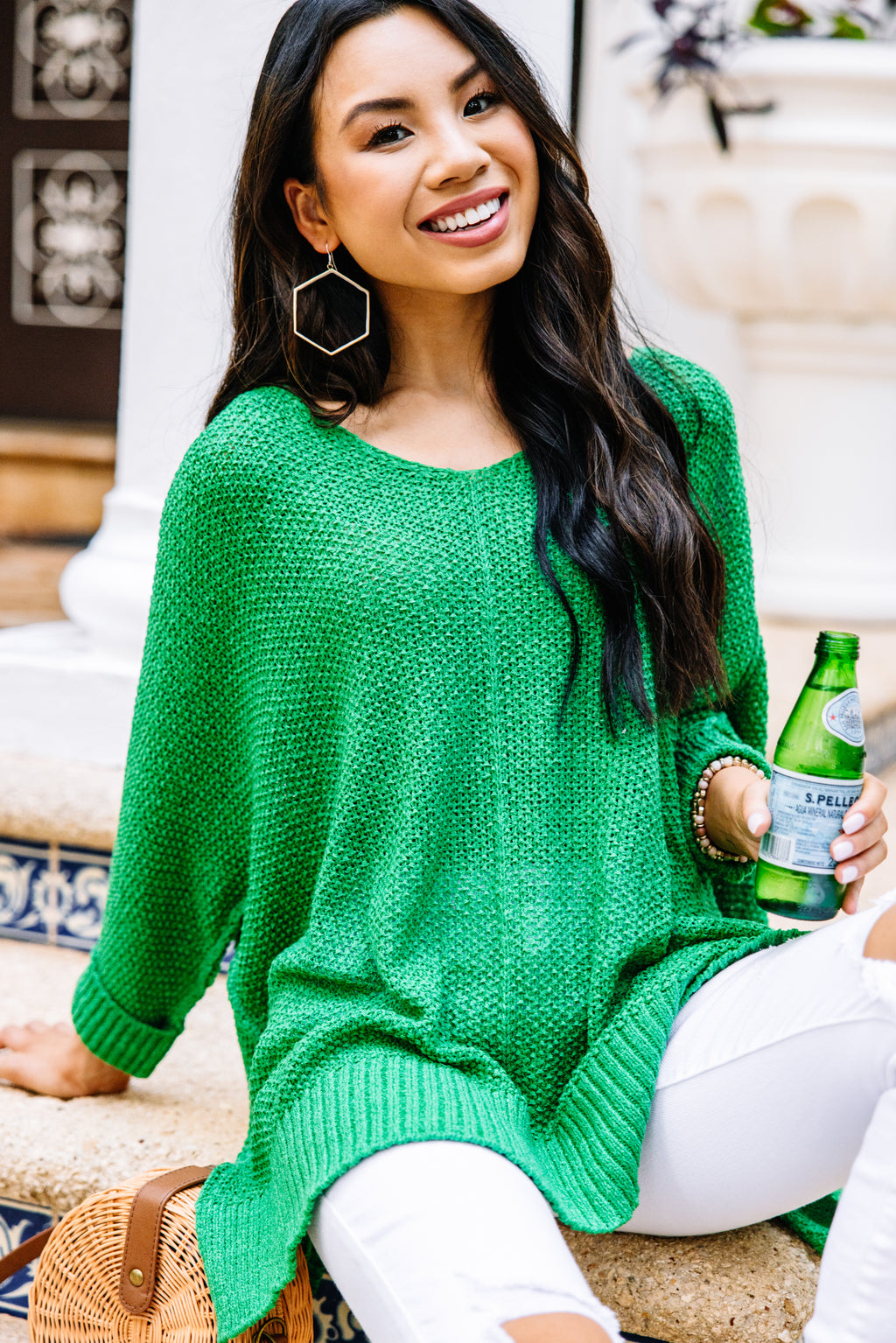 Green oversized cheap sweater dress