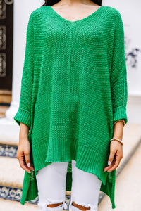 Don't Waste A Moment Kelly Green Oversized Sweater