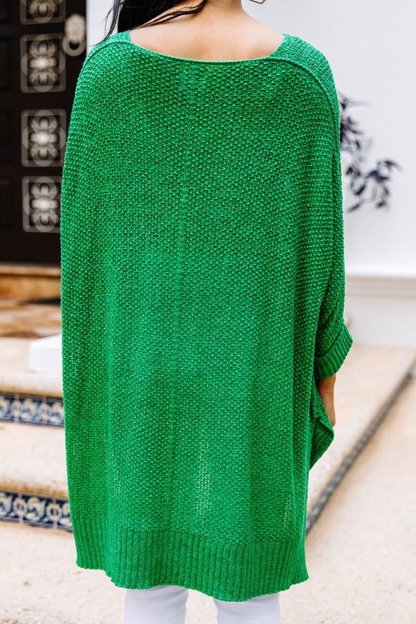 Don't Waste A Moment Kelly Green Oversized Sweater