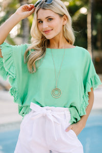 Find You Out Green Linen Top