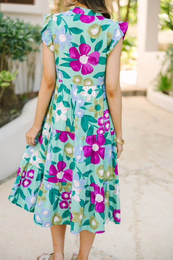 Created Beauty Sage Green Floral Midi Dress