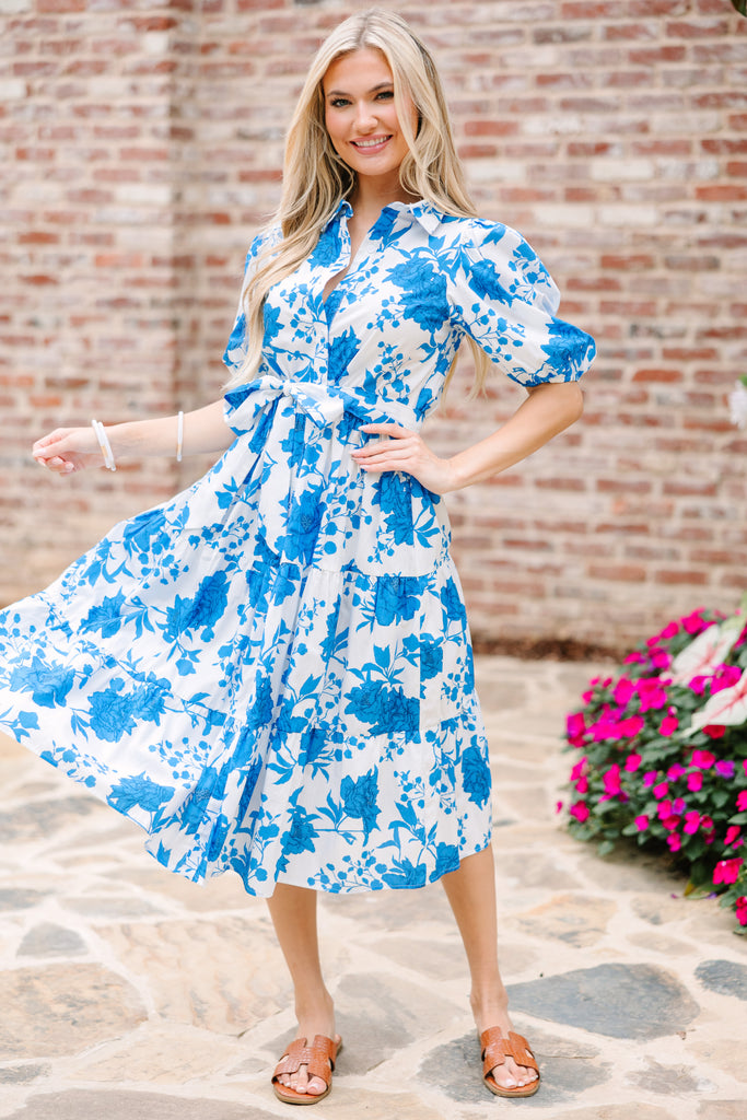 Feeling Alive Blue Floral Midi Dress – Shop The Mint