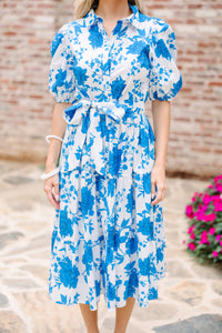 Feeling Alive Blue Floral Midi Dress