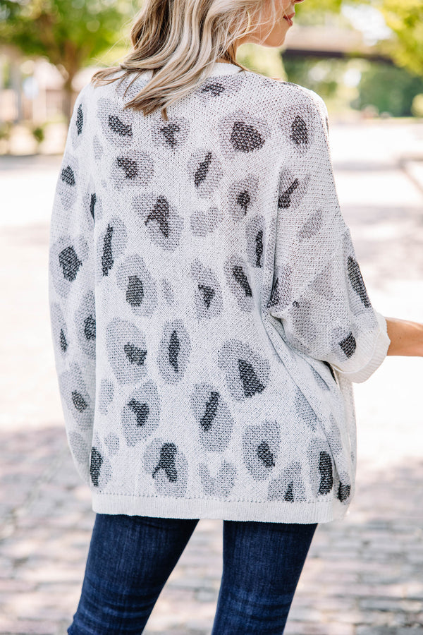 Meet You There Gray Leopard Sweater