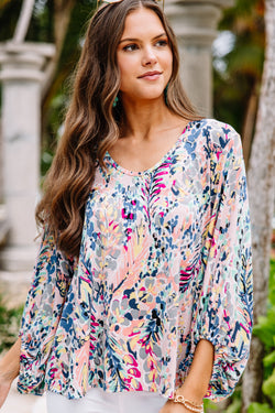 Just You Wait Peach & Royal Floral Blouse – Shop the Mint