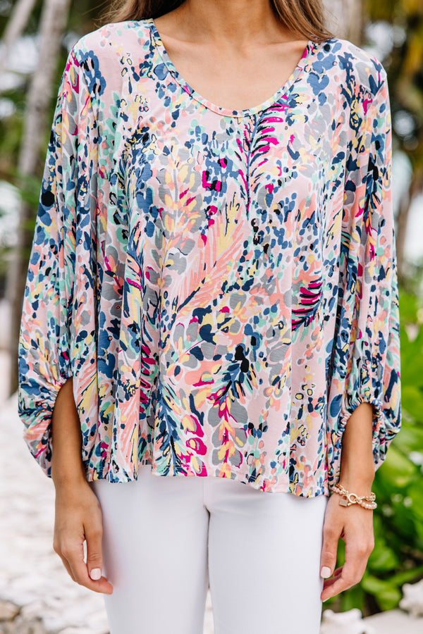 Just You Wait Peach & Royal Floral Blouse – Shop the Mint