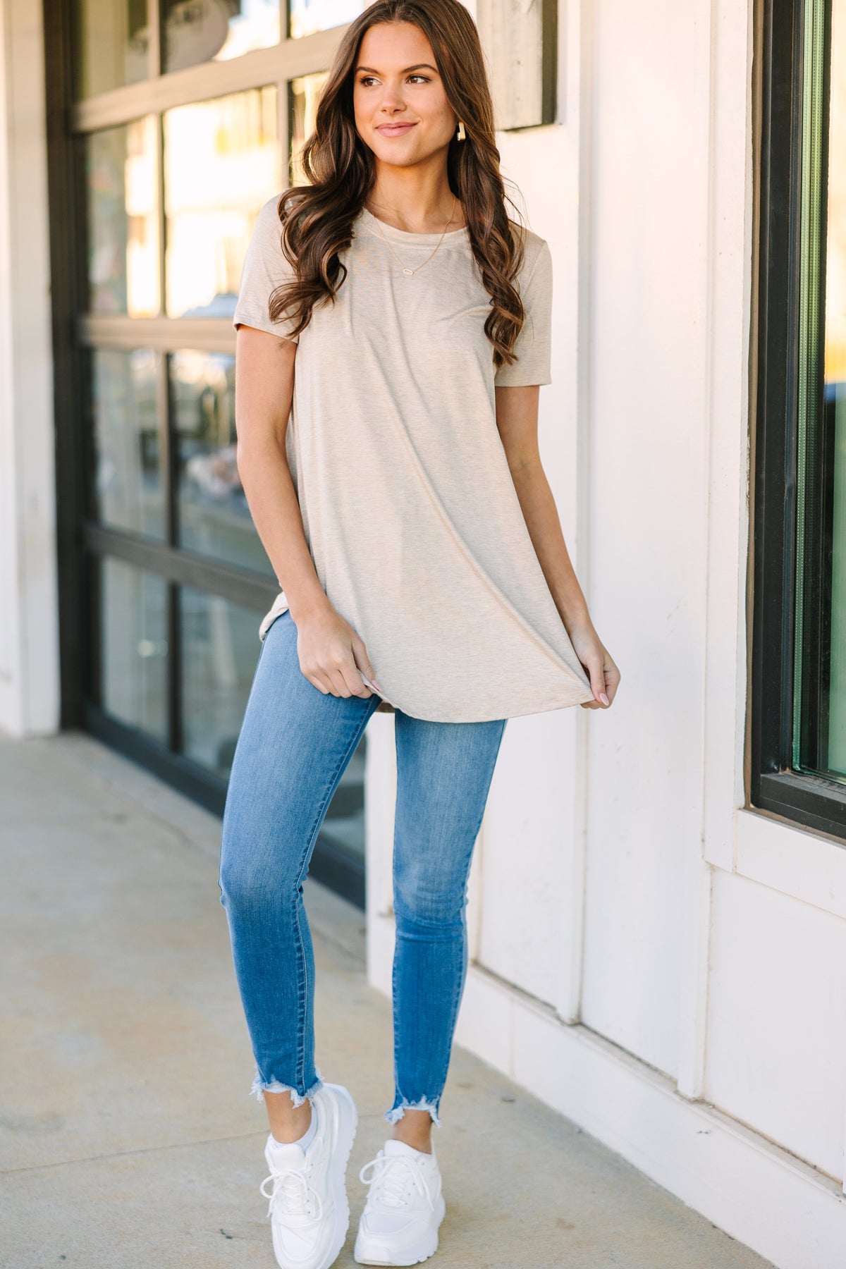 Let's Meet Later Oatmeal White Top – Shop the Mint