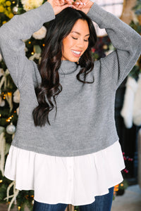 Focus On You Gray Layered Sweater