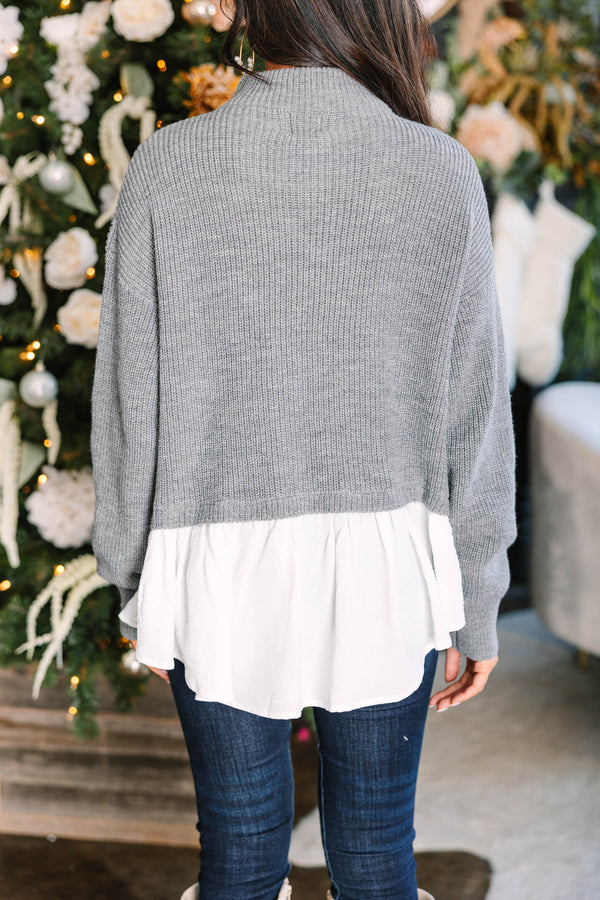 Focus On You Gray Layered Sweater
