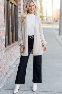 Face The Day Taupe Brown Cardigan