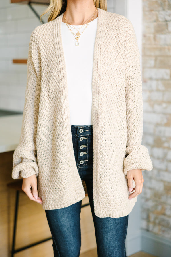 Face The Day Taupe Brown Cardigan