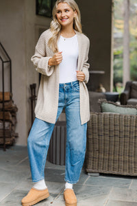 Face The Day Taupe Brown Cardigan