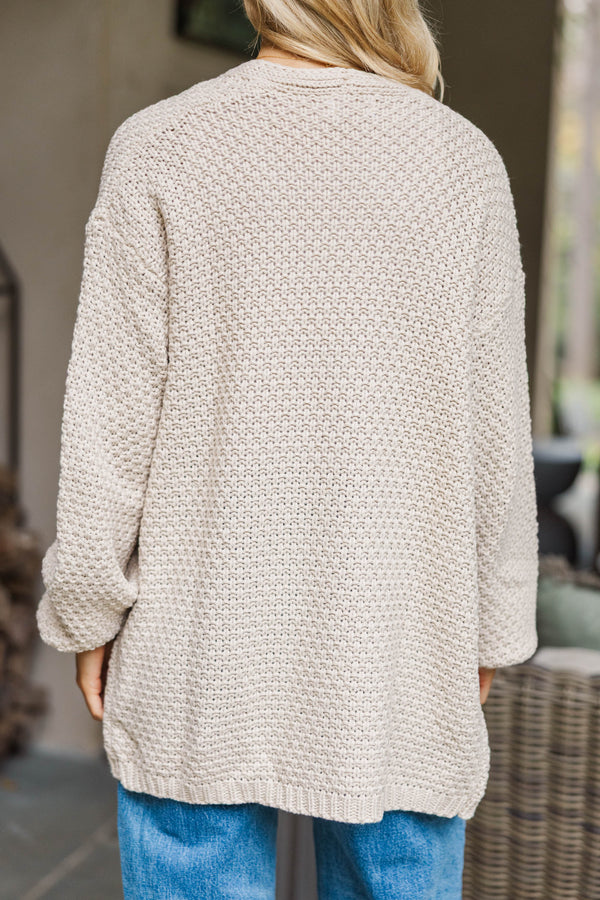 Face The Day Taupe Brown Cardigan