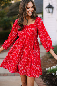 Found Love Red Heart Print Dress - Valentine's Day Dresses – Shop