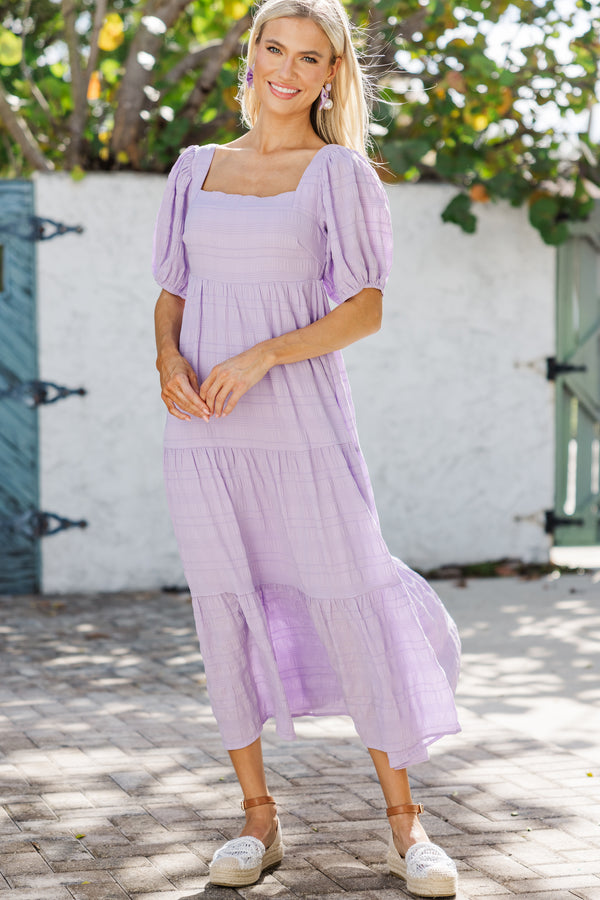 Think About It Lavender Purple Midi Dress โ Shop the Mint
