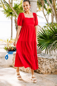 Think About It Red Midi Dress