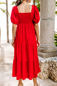 Think About It Red Midi Dress